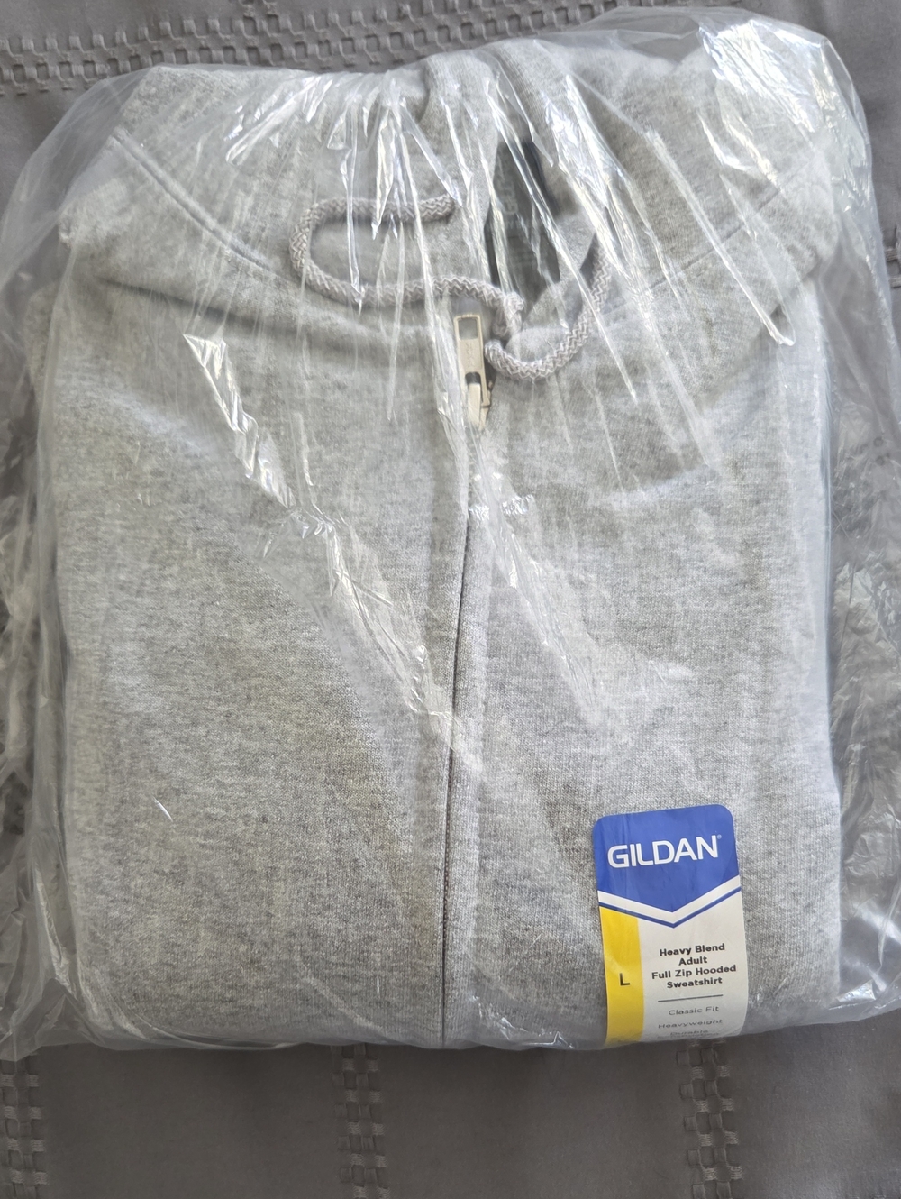 Gildan Men’s Full-Zip Sweater Hoodie in Light Gray, sz L